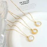 Double-Sided Geometric Pearl Pendant Necklace for Women