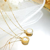 Double-Sided Geometric Pearl Pendant Necklace for Women