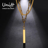 Minimalist Bar Necklace Choker Stainless Steel Double Layer Chain Jewelry