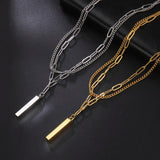 Minimalist Bar Necklace Choker Stainless Steel Double Layer Chain Jewelry