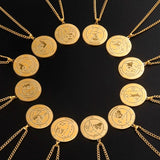 Skyrim Stainless Steel Zodiac Necklace Astrology Star Sign