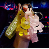 Transparent Bulldog Keychain Charms Cute Animal Bag Pendant Couple Gift
