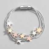 Triple Star Bracelet Silver Snake Chain Charm Jewelry