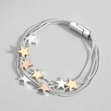 Triple Star Bracelet Silver Snake Chain Charm Jewelry