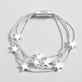 Triple Star Bracelet Silver Snake Chain Charm Jewelry