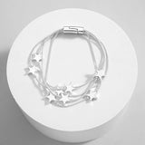 Triple Star Bracelet Silver Snake Chain Charm Jewelry
