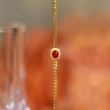 Red Gemstone Bracelet with Silver Inlay Retro Charm Bangle
