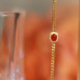 Red Gemstone Bracelet with Silver Inlay Retro Charm Bangle