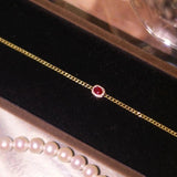 Red Gemstone Bracelet with Silver Inlay Retro Charm Bangle