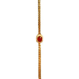 Red Gemstone Bracelet with Silver Inlay Retro Charm Bangle