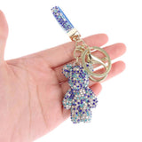 Rhinestone Leather Strap Car Key Chain with Bear Animal Pendant