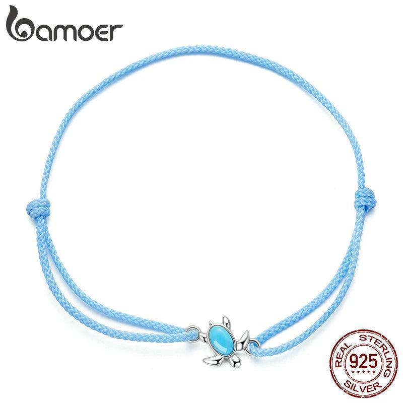 925 Silver Mini Turtle Bracelet for Women Adjustable Rope Fine Jewelry