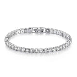 925 Silver CZ Tennis Bracelet Bangle 17.5CM Wedding Party Gift
