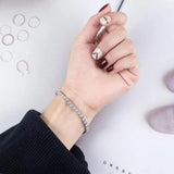925 Silver CZ Tennis Bracelet Bangle 17.5CM Wedding Party Gift