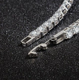 925 Silver CZ Tennis Bracelet Bangle 17.5CM Wedding Party Gift