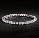 925 Silver CZ Tennis Bracelet Bangle 17.5CM Wedding Party Gift