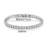 925 Silver CZ Tennis Bracelet Bangle 17.5CM Wedding Party Gift