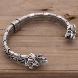 Wolf Head Bracelet Viking Bangle Talisman Jewelry with bag