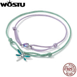 925 Silver Bracelet Fish Dragonfly Design Adjustable Women's Jewelry Gift