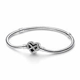 925 Silver Infinity Heart Bracelet Sparkling Charm Women DIY Jewelry