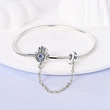 925 Silver Heart Lock Bracelet w/ Safety Chain, 17-20CM