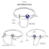 925 Silver Heart Lock Bracelet w/ Safety Chain, 17-20CM
