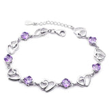 S925 Silver Princess Crystal Heart Bracelet for Women FQL22186