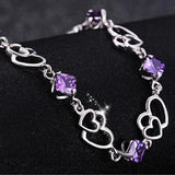 S925 Silver Princess Crystal Heart Bracelet for Women FQL22186