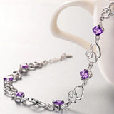 S925 Silver Princess Crystal Heart Bracelet for Women FQL22186