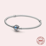 925 Silver Sparkling Castle Bracelet Women Jewelry DIY Gift