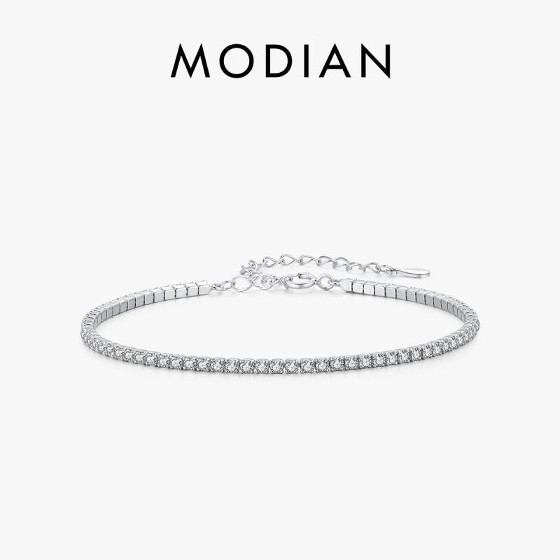 925 Silver Clear CZ Bracelet Women Wedding Fine Jewelry