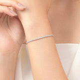925 Silver Clear CZ Bracelet Women Wedding Fine Jewelry