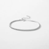 925 Silver Clear CZ Bracelet Women Wedding Fine Jewelry