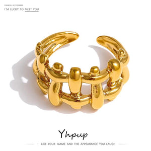 316L Stainless Steel Chain Ring 18K Plated Waterproof Jewelry