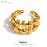 316L Stainless Steel Chain Ring 18K Plated Waterproof Jewelry