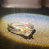 Natural Moissanit Ring for Women 18K Wedding Jewelry