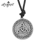 Vintage Round Triquetra Pendant Necklace Antique Silver Irish Celtics Knot