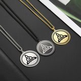 Vintage Round Triquetra Pendant Necklace Antique Silver Irish Celtics Knot