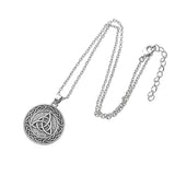 Vintage Round Triquetra Pendant Necklace Antique Silver Irish Celtics Knot