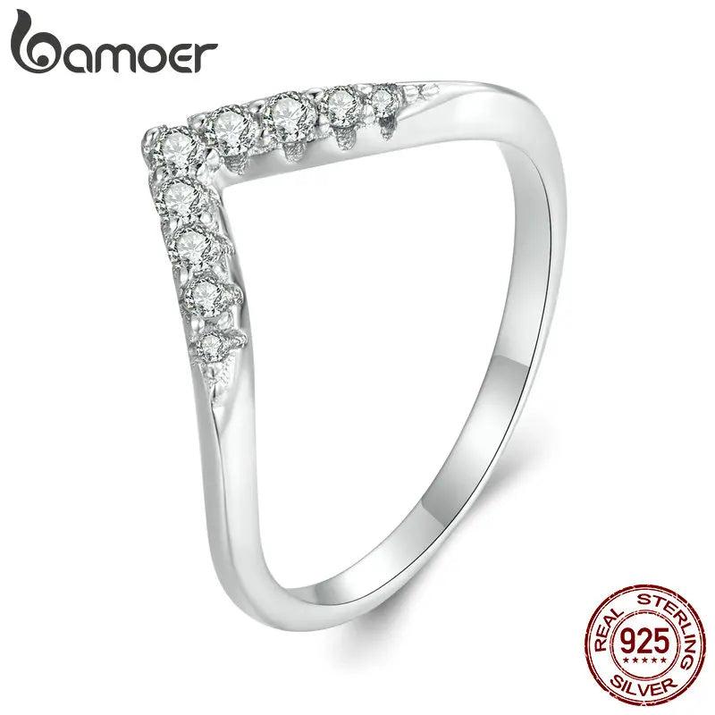 V-shape Moissanite Ring Lab Diamond 925 Sterling Silver Women Engagement Wedding