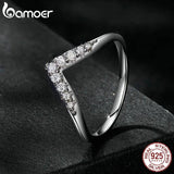 V-shape Moissanite Ring Lab Diamond 925 Sterling Silver Women Engagement Wedding