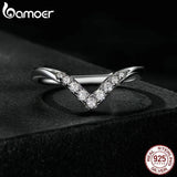 V-shape Moissanite Ring Lab Diamond 925 Sterling Silver Women Engagement Wedding