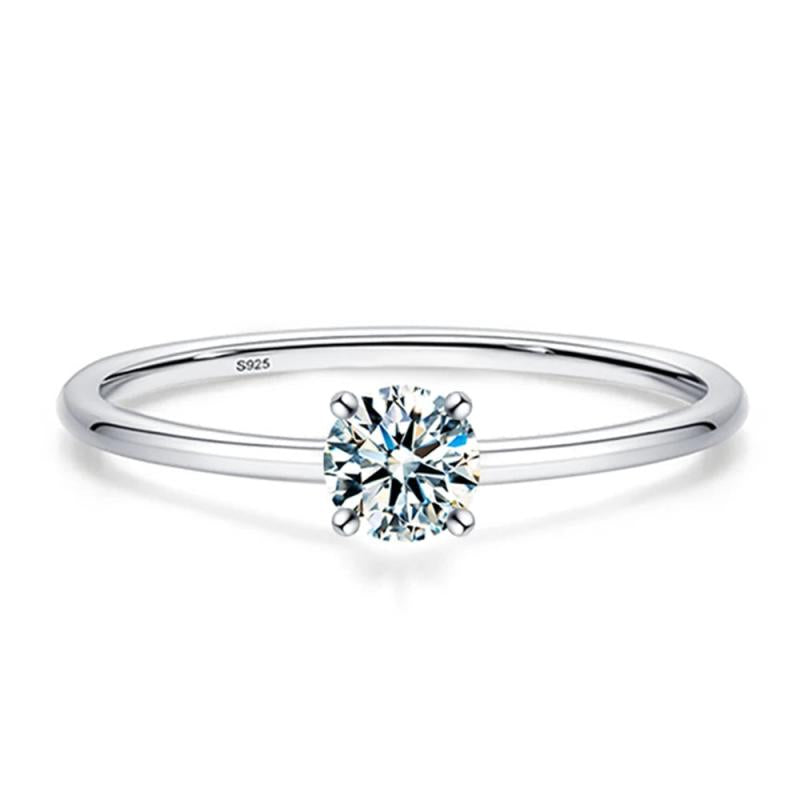 925 Silver 4MM Moissanite Diamond Wedding Ring for Women
