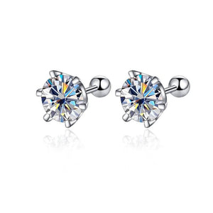 0.2-0.5ct Moissanite Screw Stud Earrings 925 Sterling Silver