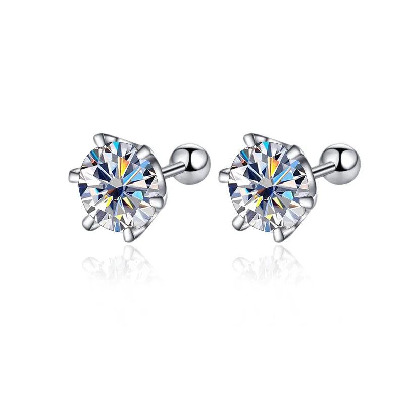 0.2-0.5ct Moissanite Screw Stud Earrings 925 Sterling Silver
