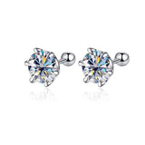 0.2-0.5ct Moissanite Screw Stud Earrings 925 Sterling Silver