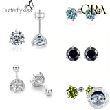 0.2-0.5ct Moissanite Screw Stud Earrings 925 Sterling Silver