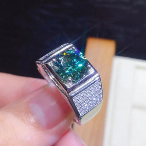 Vintage 2ct Lab Green Sona Moissanite Ring 925 Sterling Silver