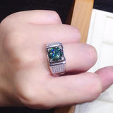Vintage 2ct Lab Green Sona Moissanite Ring 925 Sterling Silver