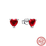 925 Silver Earrings Infinite Love Heart Crystal Moon Sun Ruby Original Pandora
